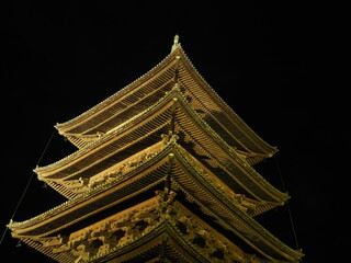 ライトアップされた五重塔