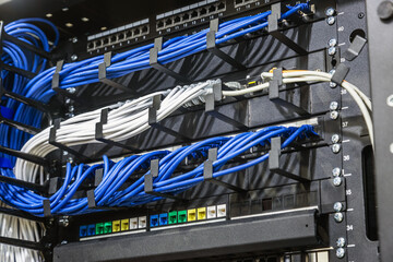 large data center the incoming and outgoing outputs of the managed switch