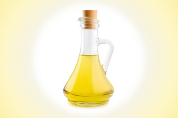 Jar with vegetable oil on gradient background
