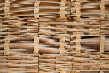 Woodworking industry. Natural veneer in bundles for further use in furniture manufacturing.