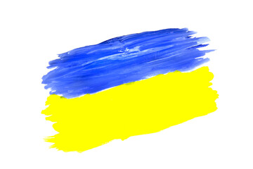 Painted flag of Urkraine isolated on white background.