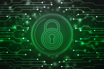 Digital Padlock on abstract technology background, Technology security concept. Modern safety digital background. Protection system, Cyber Security and safety information, personal data concept