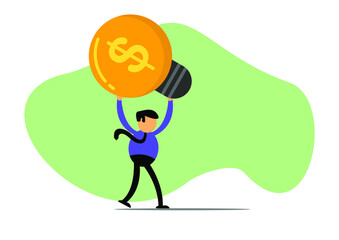 Vector illustration of businessman cartoon character raising an idea, Commonly used for all content about 