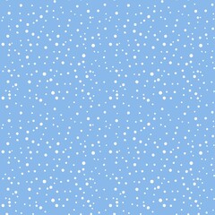 Blue and white seamless confetti background. Light blue abstract pattern with dot texture. Vector polka dots background.