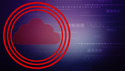 2d illustration of Cloud computing, Digital Cloud computing Concept background. Cyber technology, internet data storage, database and data server concept