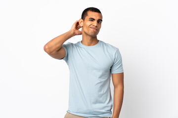 African American man over isolated white background having doubts