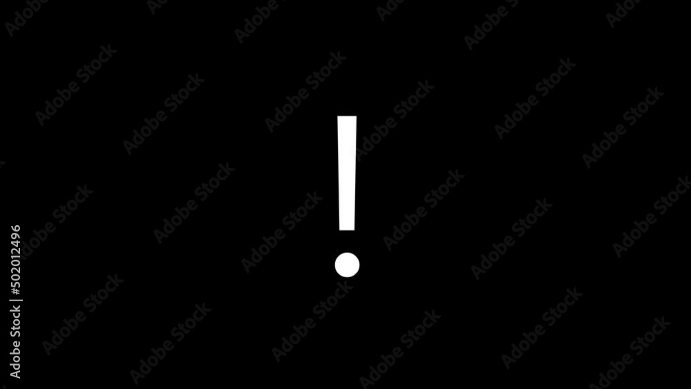 Poster white picture of exclamation mark on a black background. punctuation. distortion liquid style transi