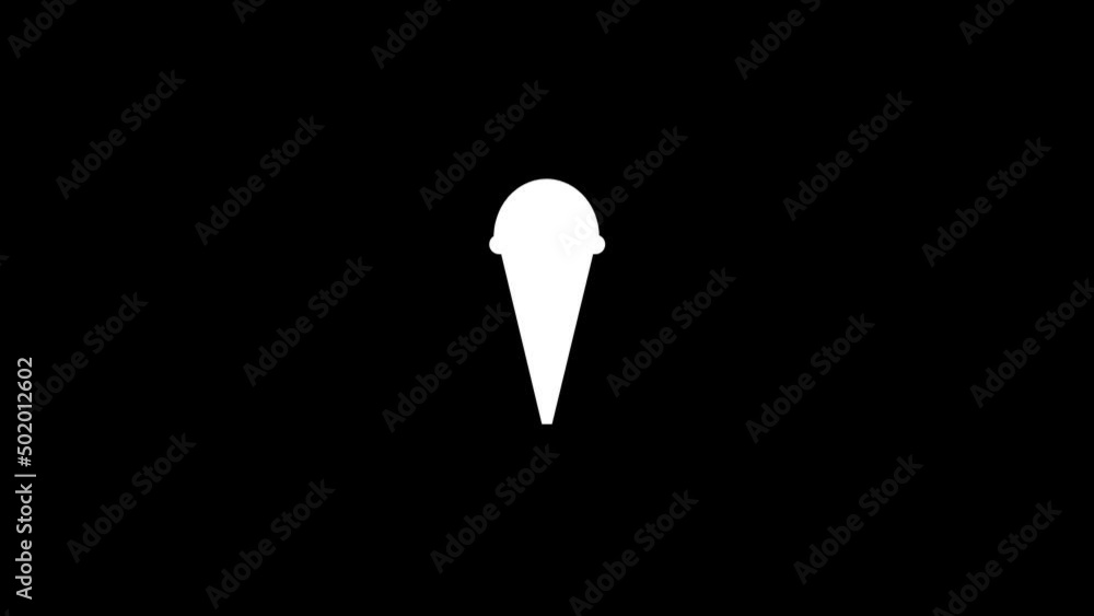 Poster white picture of ice cream on a black background. sweets in the horn. distortion liquid style transi