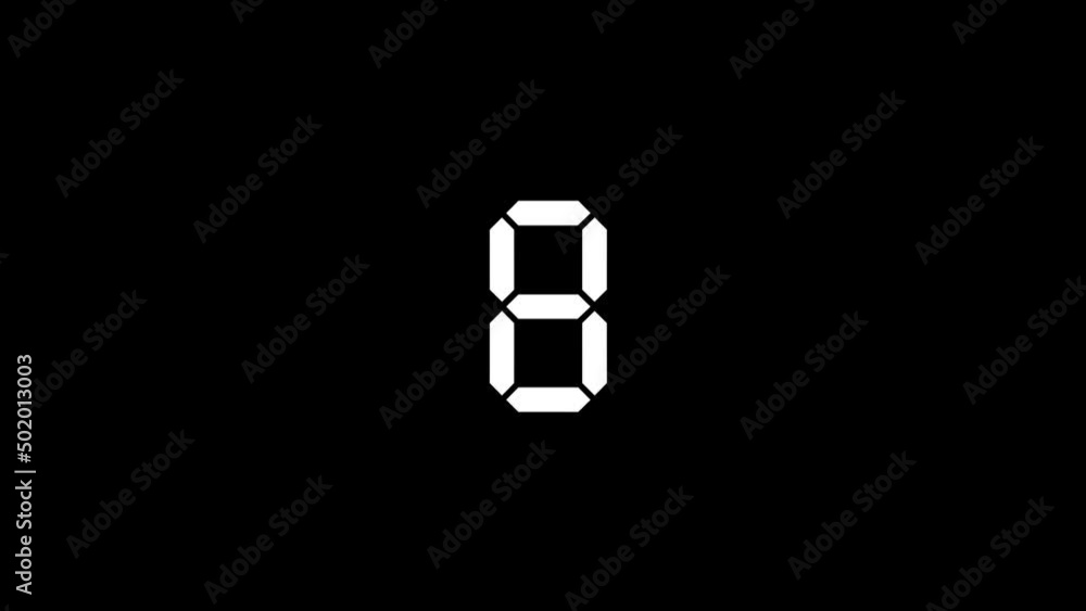 Poster white picture of eight on a black background. simple digital number. distortion liquid style transit