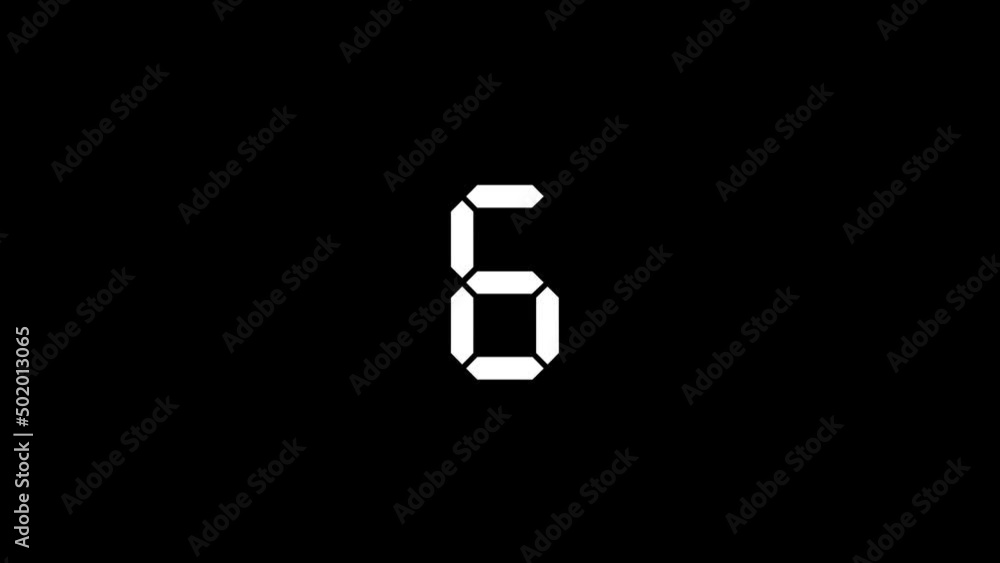 Poster white picture of six on a black background. simple digital number. distortion liquid style transitio