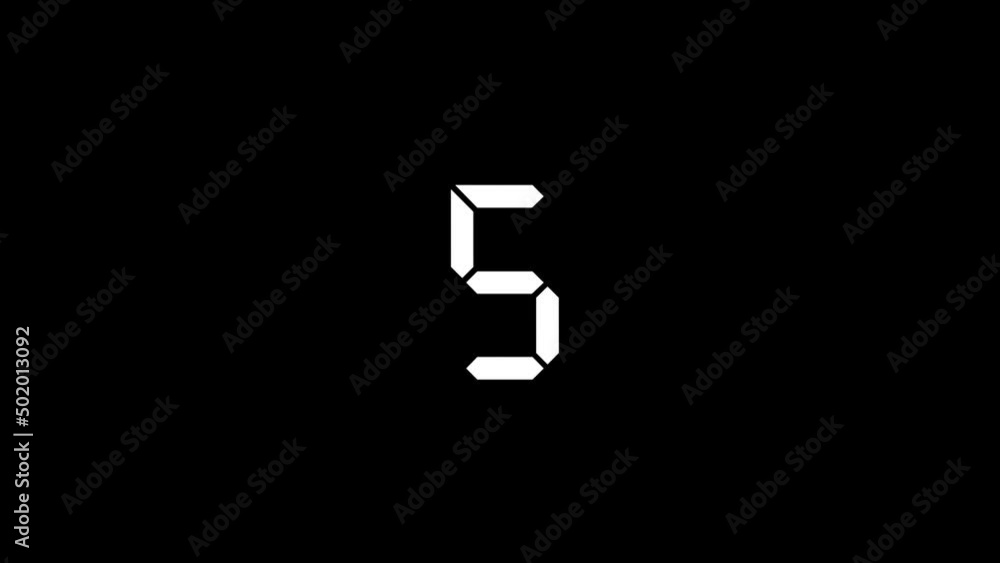 Poster white picture of five on a black background. simple digital number. distortion liquid style transiti