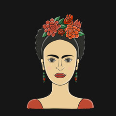 Frida, portrait of modern Mexican woman for your design