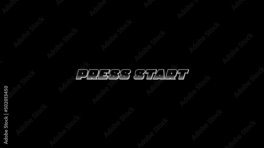 Poster white picture of press start on a black background. start the game. distortion liquid style transiti