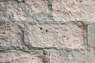 Old white brick wall texture. Brickwork background.