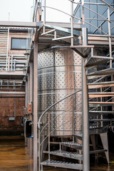 modern wine factory with new large tanks for the fermentation