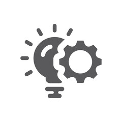 Lightbulb and gear or cogwheel vector icon. Idea filled symbol.