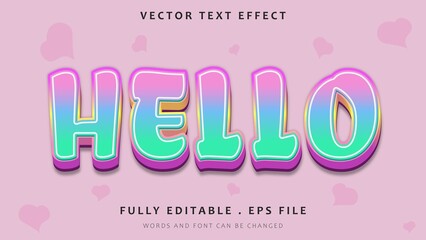 3d Gradient Colorful Word Hello Editable Text Effect