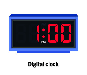 digital clock with numbers time 1:00 'o' clock