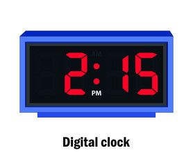 digital alarm clock time 2:15. with white background