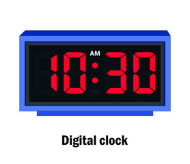 Digital clock time. 10-30-A.M vector