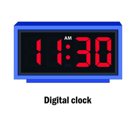Digital clock time. 11-30-A.M vector