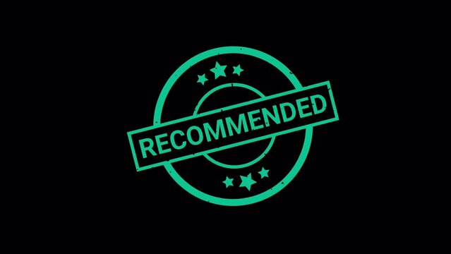 Recommended stamp Seal animation on transparent background. ALPHA channel. round grunge green sign. Motion graphics, animated stock footage