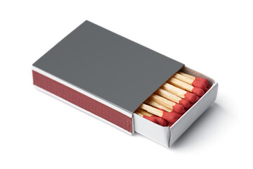 Burnt matches isolated on white. Box of matches. Different stages of match burning Burnt matches. 