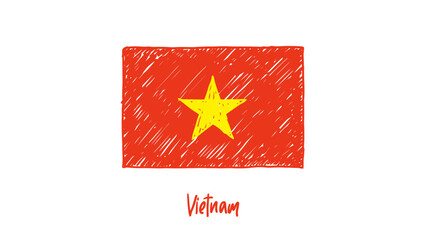 Vietnam National Country Flag Marker or Pencil Sketch Illustration Vector