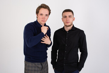 Two handsome guys. Young gay couple.