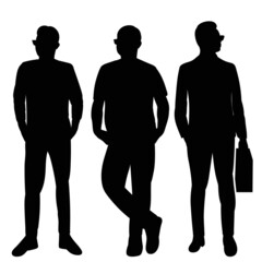 men black silhouette, on white background, isolated, vector