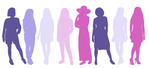 women silhouette, on white background, isolated