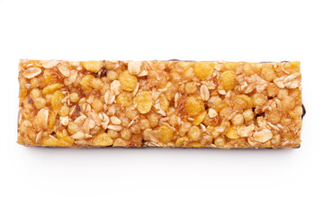 Tasty granola bars on white background. Cereal bar. Diet bars on a white background. 