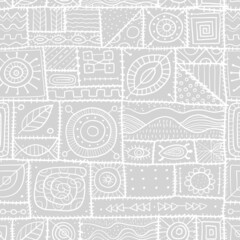 Obraz premium Sewn pieces of fabric in a patchwork style. Ethnic Ornament for your design.