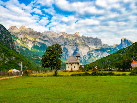 Theth Church in Theth valley in Albania