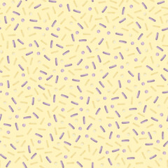 Seamless pattern with watercolor polka dot and stripes purple and yellow color isolated.