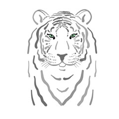 White Tiger art portrait for your design. Stylish poster. Symbol of year 2022