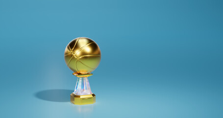Bright Basketball Gold Trophy with a soft light background
