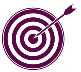 Target and goal icon in shape of dart in purpble