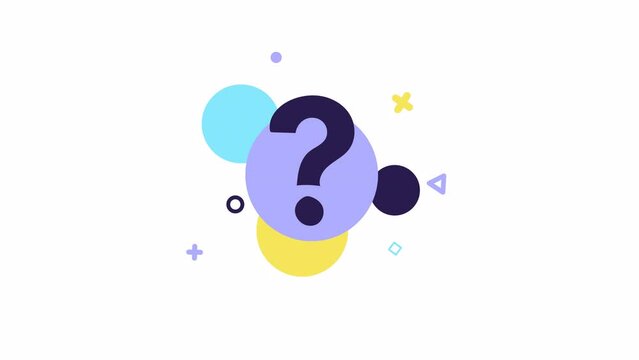 question mark in colorful bubble animation. white background. Ask button, advice, FAQ sign, help banner. stock footage, motion graphics
