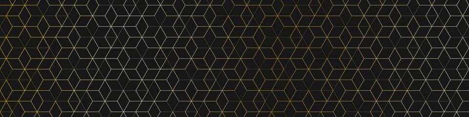 Abstract seamless pattern and geometric background with polygonal golden lines. Stylish vector texture for banner template or header