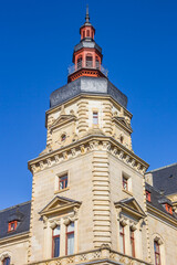 Fototapeta na wymiar Tower of the historic Standehaus building in Merseburg, Germany