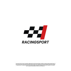 letter I with racing flag icon template logo design