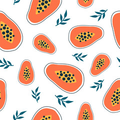Vector seamless pattern with Papayas.