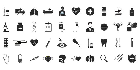 Healthcare, medical icon set. Vector illustration.