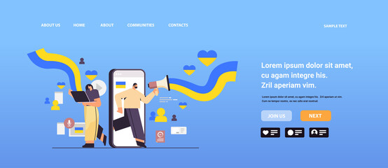 people protesters using digital gadgets pray for Ukraine peace save Ukraine from russia stop war social media promotion