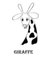 Giraffe, graphic drawing, on a white background, character,