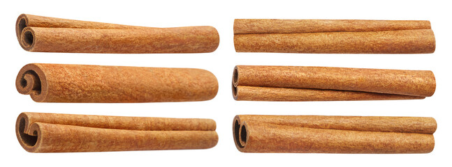 Cinnamon sticks set, isolated on white background