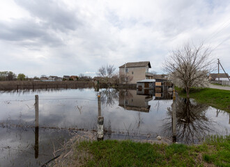 The flooded village of Demidov, Kyiv region, Ukraine.