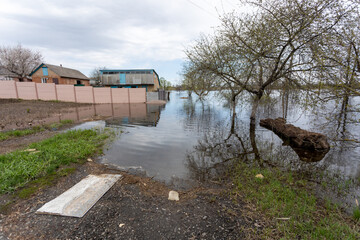 Fototapeta na wymiar The flooded village of Demidov, Kyiv region, Ukraine.