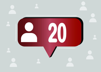 Thank you 20 followers and peoples. Banner for online social group. Vector illustration